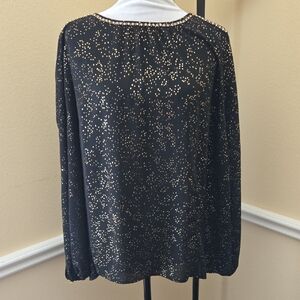 Liz Claiborne Black Blouse with Gold Dots. 1X